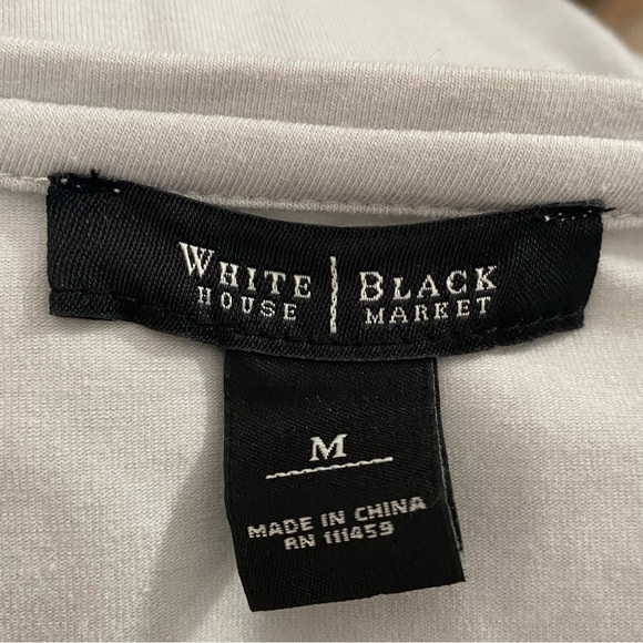 White House Black Market Sequin V Neck Womens Knit Top Size Medium Silver Gray - Picture 7 of 8